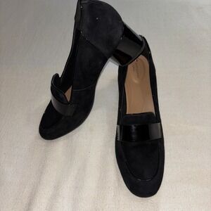 Clarks Un Cosmo Way  Womens Black Suede Slip On Pumps Heels Shoes‎ 10 Careerwear